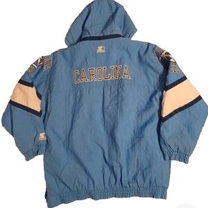 North CAROLINA STARTER Light Blue Hooded Windbreaker FULL ZIP COAT XL 90S